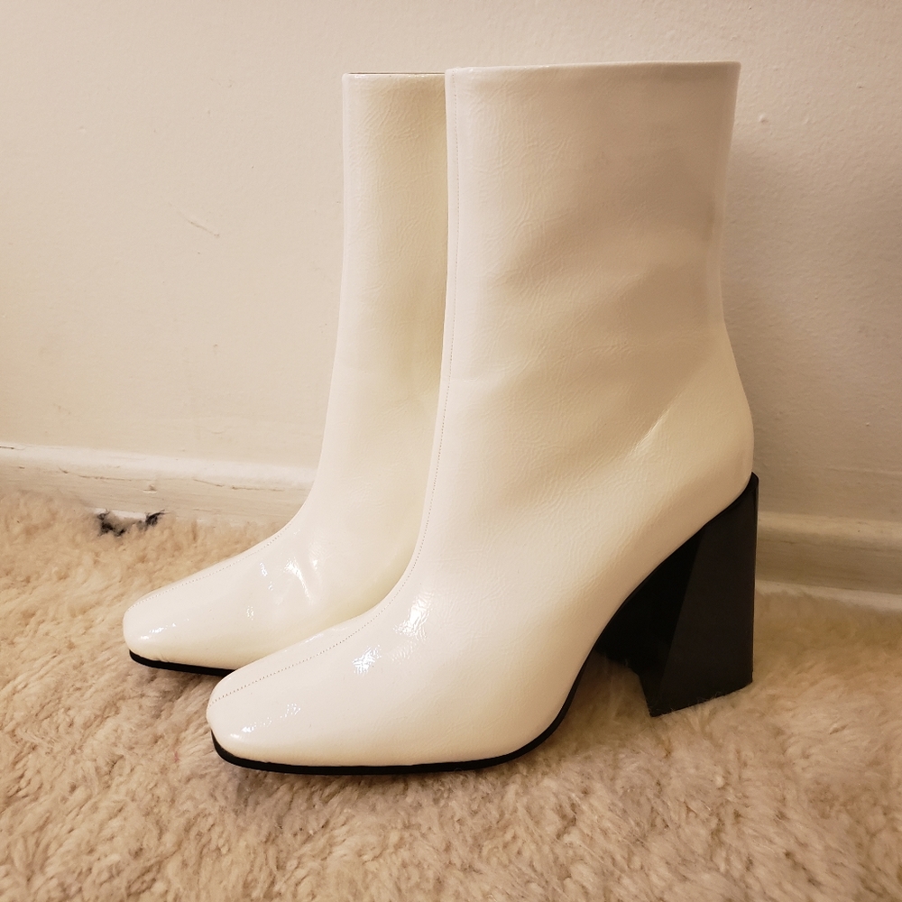 Nasty Gal White Patent Boots